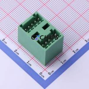 DB2ERH-2.5-2*5P-GN Plug-in Terminal Block Bent Lead Through Hole,P=2.5mm Board-to-Board / Socket - Closed 2x5P 2.5mm Green - Product Image 1