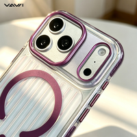 Coque de protection magnétique transparente ondulée en PC TPE VAWI B337 pour iPhone 17 18 Pro Max avec coussin d'air antichoc