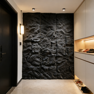 Panneau mural 3D en <span class=keywords><strong>pierre</strong></span> de lave naturelle volcanique, <span class=keywords><strong>pierre</strong></span> PU, 3 dalles, 2900*600mm, grande dalle, revêtement en <span class=keywords><strong>pierre</strong></span> artificielle en polyuréthane - Product Image 4