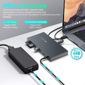 8K Hiển Thị 40Gbps Thunderbolt 3 Docking Station Với Gigabit Ethernet 135W Sạc USB 3.1 Gen 2 Cfast 2.0 & 4.0 Trong Kho - Product Image 2