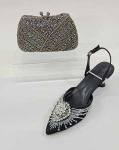 2025 Soft Lightweight High-Heel Rear <b>Pointed</b>-Toe Crystal Water Droplet-Shaped Embellishments Women Bag-Style Heel Sandals - Product Image 5