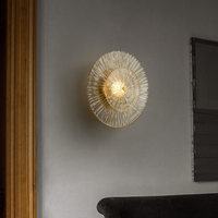 Applique murale LED postmoderne tout en cuivre avec abat-jour en verre rond - Design de luxe pour salon et chambre à coucher
