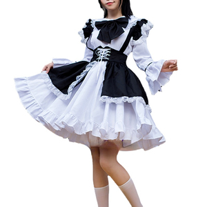 <span class=keywords><strong>Tenue</strong></span> de femme de chambre Lolita Cosplay Cute Sexy Erotic Kawaii Cafe Costume Black White Men Uniform Apron Dress Cute Bowknot - Product Image 1