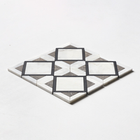 Mosaïque géométrique moderne en marbre naturel noir et blanc, parquet de 8 mm d'épaisseur, crédence murale en jet d'eau pour cuisine et salle de bain