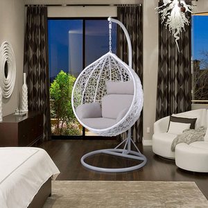 Poltrona Sospesa a Uovo da Esterno all'Ingrosso in Rattan Intrecciato, Sedia Confortevole per Patio - Product Image 2