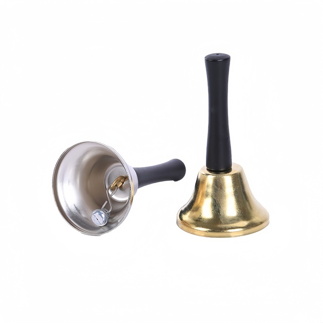 Wholesale Gold/Silver Metal Hand Bells Ergonomic Handle Loud Clear Ringing Durable Custom Logo Service Dinner Call Christmas