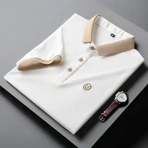 Heren Poloshirt Business Revers Casual Halfmouw Groepsjurk High-End Slank Katoenen Ademend Shirt Met Korte Mouwen