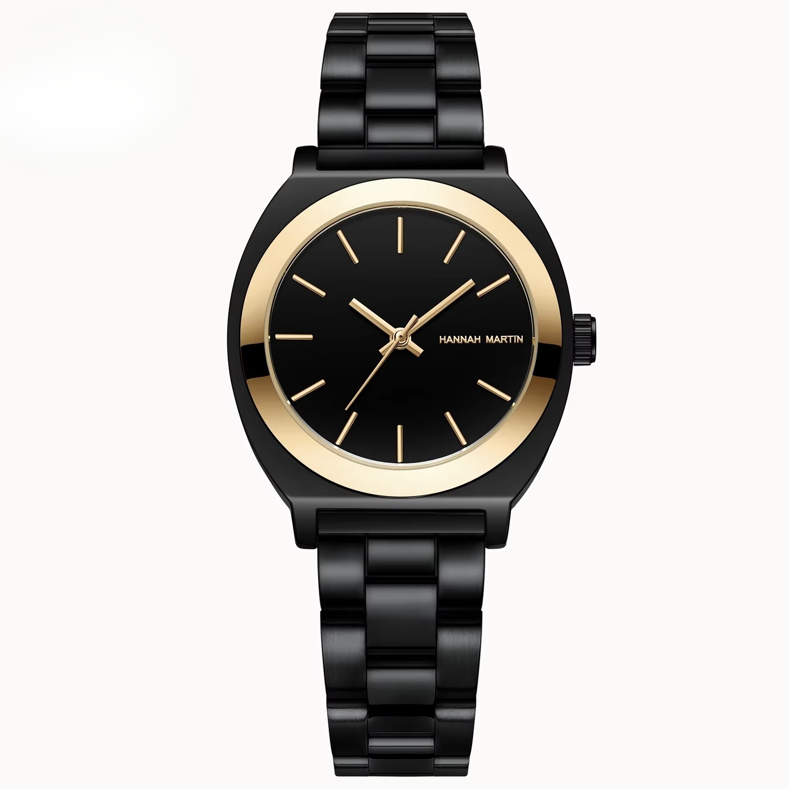 Cadran doré avec bracelet noir