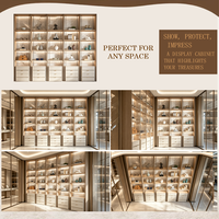 Vitrine murale à LED multi-niveaux en verre pour bijoux, avec tiroirs de rangement, sur mesure pour l'intérieur d'une galerie de bijoux