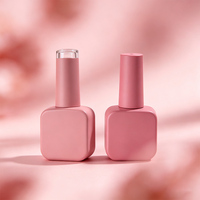 Flacon de vernis à ongles vide opaque personnalisé en usine, 10 ml, carré, rose, tendance, unique, en verre, pour gel, avec logo