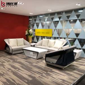 Design de luxe suédois cuir daim salon d'attente réception canapé moderne blanc bleu Flash 3 1 1 2 ensemble de canapés de bureau exécutif - Product Image 2