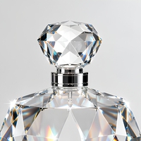 Flacon de parfum de luxe en cristal de 0,6 mètre de haut, présentoir à 32 facettes, miroir en acier inoxydable, résistant aux chocs, réfracteur de parfum