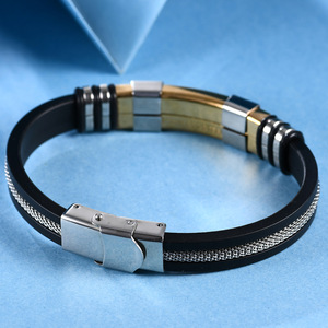 Bracelet en silicone avec boucle papillon en acier inoxydable, 12 mm, unisexe, bijoux cadeau, couleur acier noir doré - Product Image 3