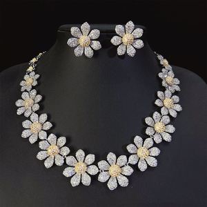 ชุดสร้อยคอและต่างหู2ชิ้นประดับเพชรคิวบิกเซอร์โคเนียสำหรับผู้หญิงชุดเครื่องประดับปาร์ตี้งานแต่งงาน S-0052 - Product Image 2