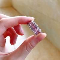 925 Sterling-Silber-Schmuck rosa Saphir 5a 8a Zirkone Silber Damen-Zirkonsring