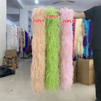 Plumes d'Autruche Naturelles Boa 1 3 6 10 15ply, Plumes de Couleur Fluffy pour Artisanat, Vêtements, Décoration de Robe de Mariage, Châle Plumas, 2M