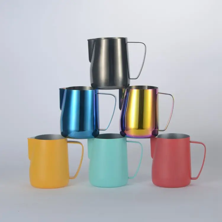 Tùy Chỉnh Khuyến Mại Barista Pitcher Sơn Màu Kim Loại Thép Không Gỉ Milk Jug 600Ml Bình Bọt