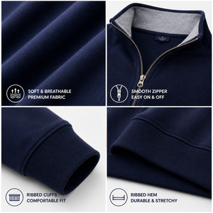 Fabricante de Ropa de Marca Privada OEM, Sudadera con Cierre de Cremallera Personalizada para Hombre, Sudadera Informal Elástica que Absorbe la Humedad - Product Image 3
