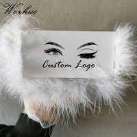 Boîtes de cils blanches avec Logo personnalisé, Style populaire, emballage de cils personnalisés avec fourrure blanche, emballage de cils avec étiquette privée