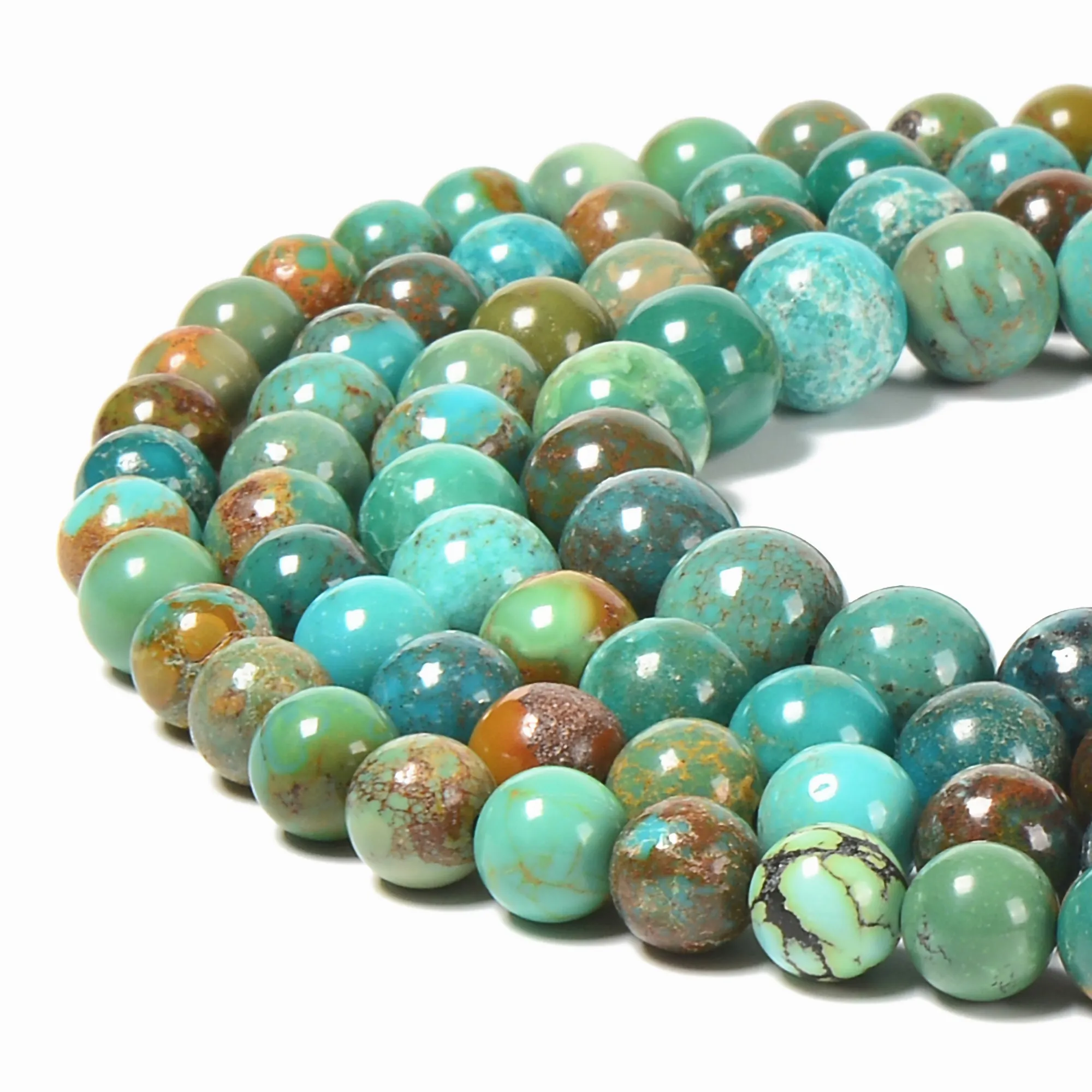 Bulk Natural Blue Green Turquoise Round Loose Gemstone Stones Beads for DIY Decor Jewelry Bracelet Necklace Making 4 6 8 10 mm