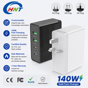 Chargeur rapide magnétique GaN 140W, adaptateur de voyage universel ignifuge avec 2 ports C + 2 ports A pour téléphones mobiles dans le monde entier - Product Image 1