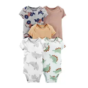 Rarewe haute qualité été 5 pièces/ensemble nouveau-né à manches courtes barboteuse pyjamas dessin animé mignon bébé Onesie barboteuse