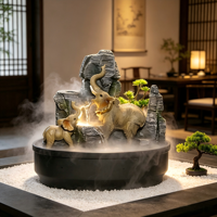 Fontaine d'eau de table style éléphant avec rocaille et plantes vertes – Décoration pour la maison, le bureau, la relaxation, ou comme cadeau