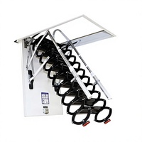 Échelle de grenier télescopique manuelle en aluminium, escabeau escamotable pour plafond, gain de place pour villa, duplex, mezzanine intérieure