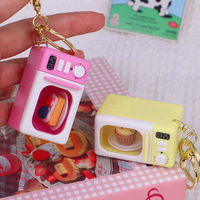 Porte-clés LED créatif en forme de dessin animé pour four à micro-ondes, lumière d'ambiance, petit jouet de cuisine, cadeau, accessoire pour sac en plastique pour étudiants
