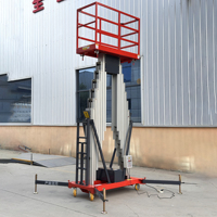 Plateforme élévatrice télescopique verticale hydraulique portable de 6 à 14 m, en aluminium, pour homme, avec mât électrique