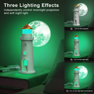 Fashion Full <b>RGB</b> 7 Color Dimmable Moon Lighthouse Rechargeable LED Projection Night Light Modern DIY Design Bedroom Use USB - Product Image 5