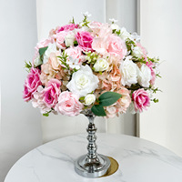 Arrangement floral artificiel rose romantique, fait main, en soie, pour la décoration de table de mariage