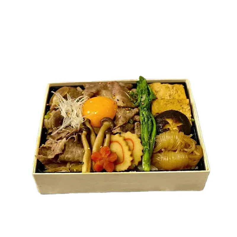 分解可能な日本の使い捨てフードウッドカスタム木製ベーキングケーキライスランチ弁当寿司テイクアウトトレイボックス包装高級