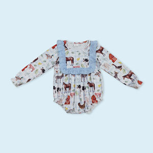 Ropa RTS al por mayor para niños, mameluco de animales de granja para niñas, ropa de diseño de primavera y otoño - Product Image 1