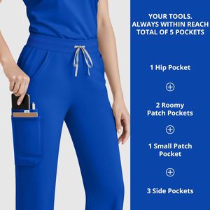 Conjunto de uniformes médicos FOXA para mujer: blusa suave sin mangas con cuello alto y pantalón de pierna recta con 9 bolsillos y cintura elástica para yoga - Product Image 5