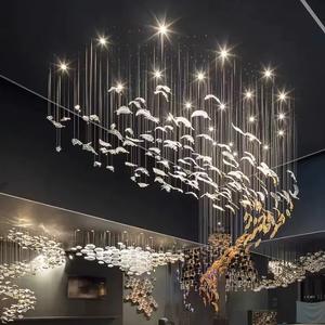 Lampadario a Sospensione LED Personalizzato PM in Vetro a Forma di Piuma per Hall di Hotel, Decorazione Artistica per Sale, Villa, Mansarda, Scale, Duplex - Product Image 6