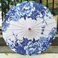 Parapluie de mariage Z28, papier à l'huile blanche, parapluie de danse en bambou, Art déco, Parasol artisanal, Parasol en tissu chinois