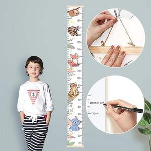Design moderne Règle de <span class=keywords><strong>mesure</strong></span> de la hauteur en bois <span class=keywords><strong>Tableau</strong></span> de croissance des animaux mignons pour les enfants 4ème série d'animaux Toile mobile pour anniversaire - Product Image 1