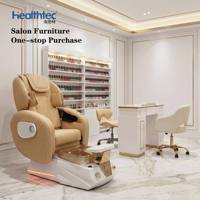 Chaise de Pédicure Spa Multifonctionnelle de Luxe avec Lumière LED Électrique, Massage et Station de Manucure