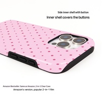 Coque de téléphone iPhone 17, iPhone 16 Plus, 15, 14 rigide, best-seller, simple, rose à pois, film magnétique deux-en-un