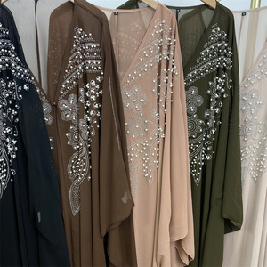 Muslim Women Luxury <b>Chiffon</b> Abaya with Beads Batwing Sleeve Modest Kaftan (6742) - Product Image 6