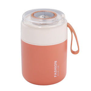 Taza portátil de acero inoxidable para desayuno con tapa de 500 ml, doble capa aislada para viajes y uso en la oficina. - Product Image 2
