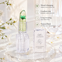 Rouge à Lèvres Gelée Fleur Véritable Rose Passion, Baume à Lèvres Magique Transparent Effet Cristal, Décoloration Persistante pour un Look Naturel, Marque Privée