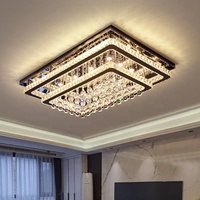 Plafonnier moderne certifié SAA, multi-couches, LED, acier inoxydable, cristal, 160W, avec télécommande
