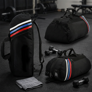 Black Striped Corduroy External <b>Frame</b> Duffel Bag Arcuate Shoulder Strap Zipper Closure <b>Embroidery</b> 56-77L Capacity Durable for - Product Image 5