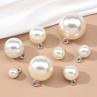 Botones de Plástico con Forma de Cúpula y Efecto Perla Falsa, Color Blanco Beige, Disponibles al por Mayor