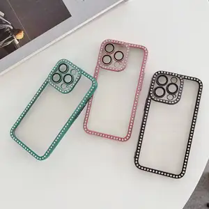 Coques de téléphone antichoc en TPU de luxe amusantes avec diamants plaqués pour 13 Pro Max <span class=keywords><strong>14plus</strong></span> - Product Image 1