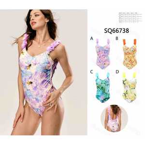 Costume da bagno intero con controllo pancia, costume da bagno conservativo, sexy monokini, taglie 40 42 44 46, fantasia A B C - Product Image 1