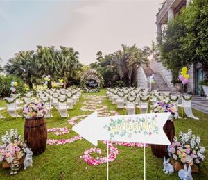 Panneaux directionnels de signalisation décorative en acrylique blanc de conception moderne d'usine pour le mariage - Product Image 1