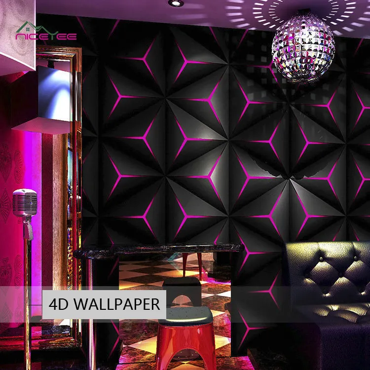 Wallpaper Dinding Tahan Air 4D PVC Dekorasi Interior Rumah Desain Baru untuk KTV